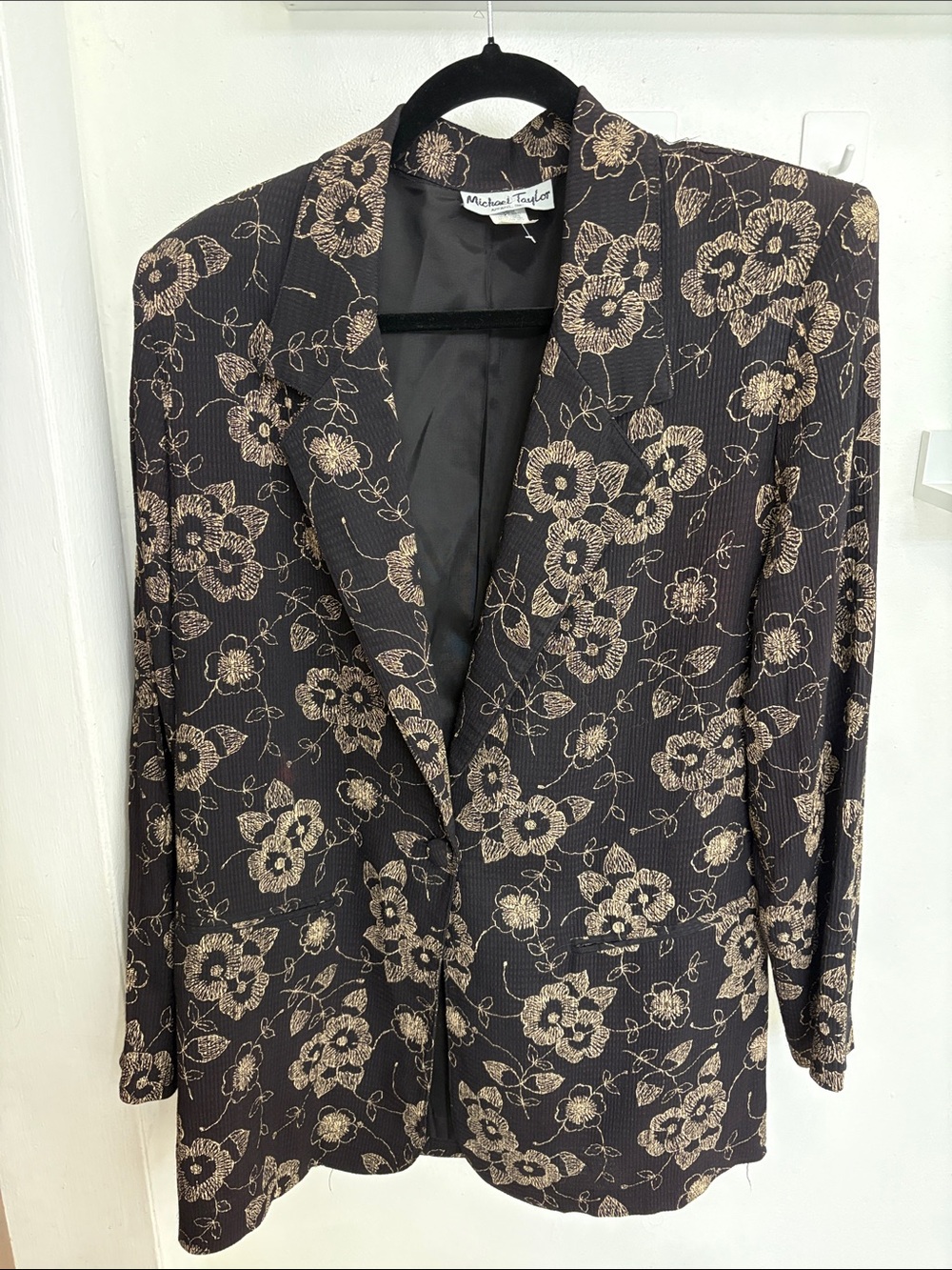 Vintage Michael Taylor Black and Gold Floral Blazer